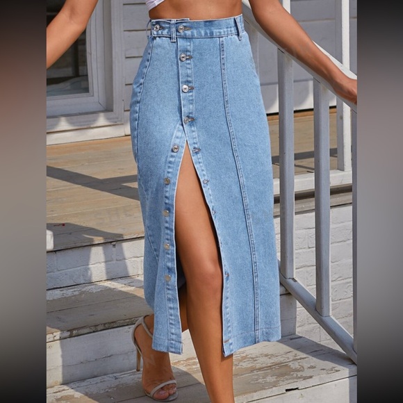 Long Denim Skirt - Picture 1 of 3